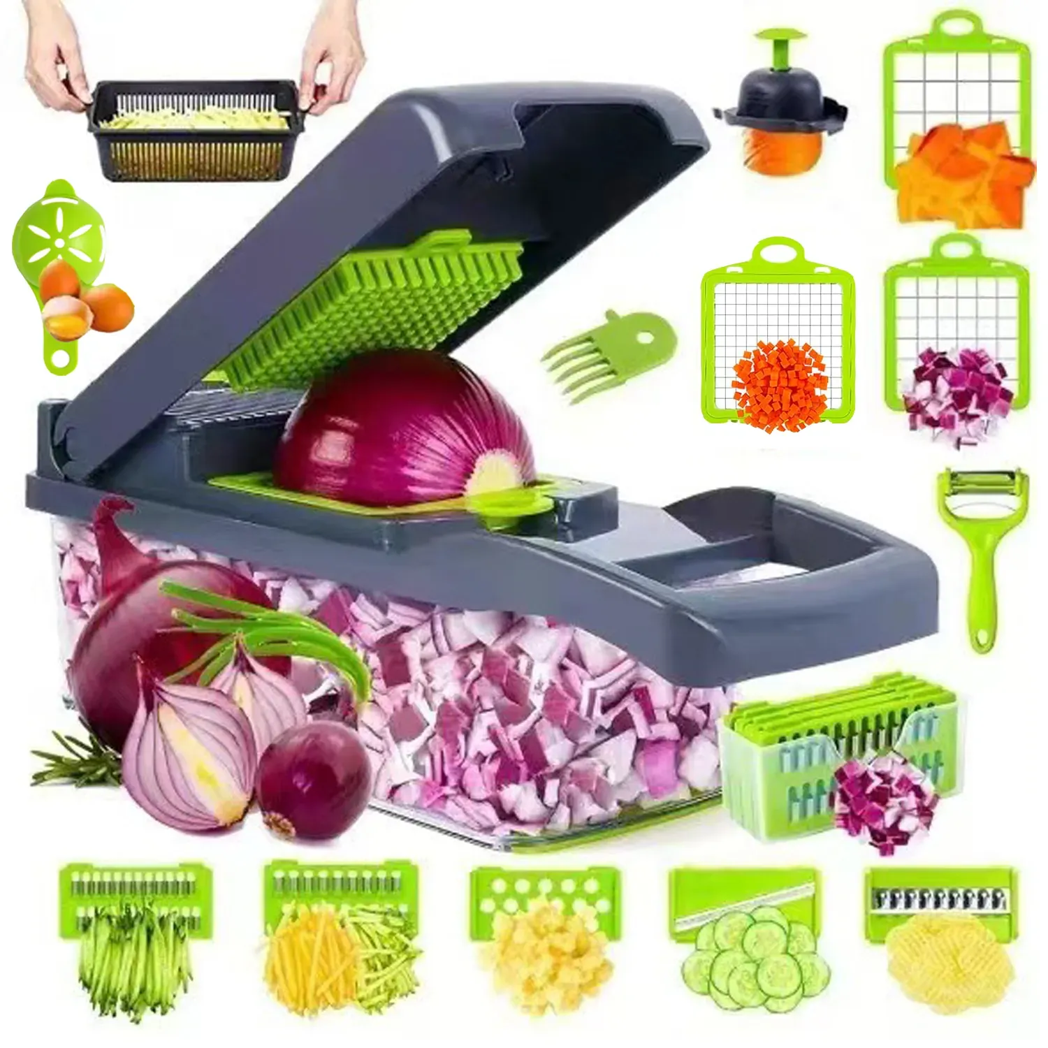 17-in-1 Multi-Function Vegetable Chopper with Container (3-Pack)