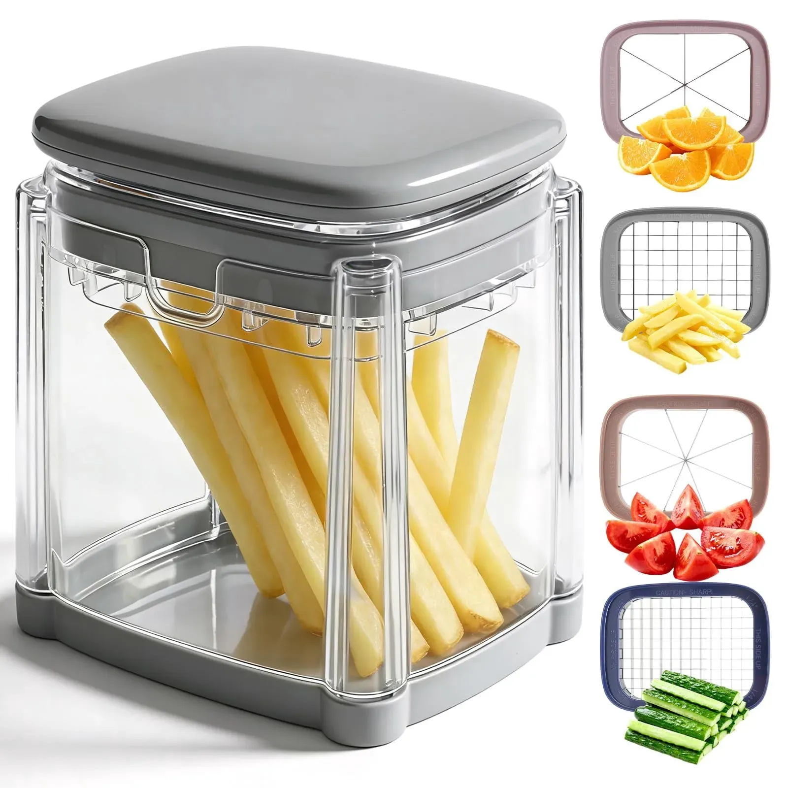 4-in-1 French Fry Cutter with Interchangeable Blades (2-Pack)